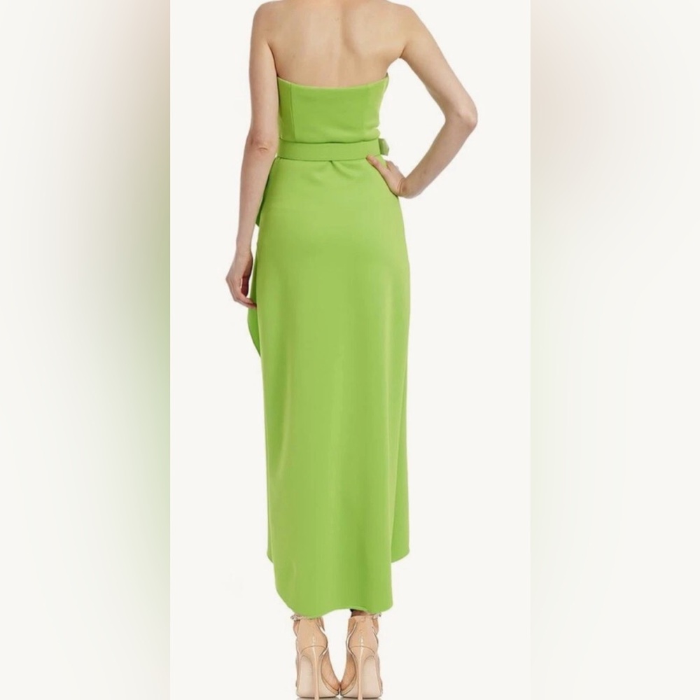 Badgley Mischka Strapless High-Slit Dress In Lime Green Sz 6 NWT - Picture 2 of 11